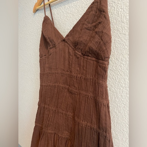 NWNT Free People Verbena Midi Dress  asymmetrical hem in chocolate Brown SZ S L - Picture 8 of 14